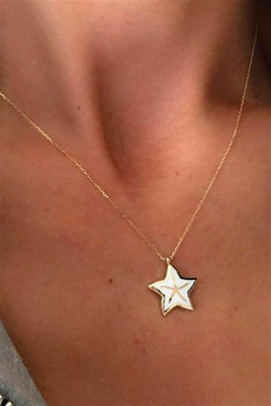 Golden Enamel Star Necklace