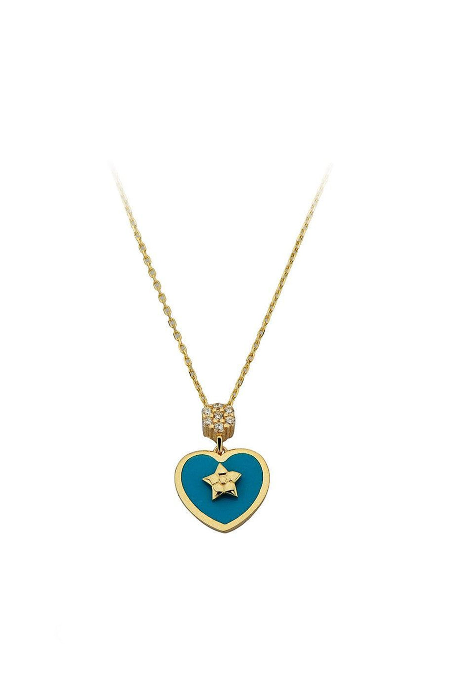 Golden Encouraged Star Heart Necklace