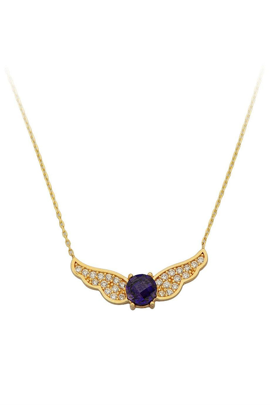 Golden Purple Stone Angel Necklace