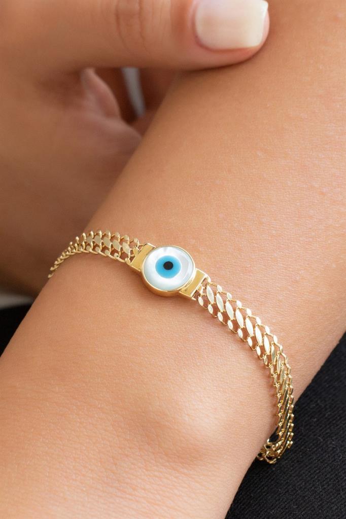 Gold Evil Eye Bead Bracelet