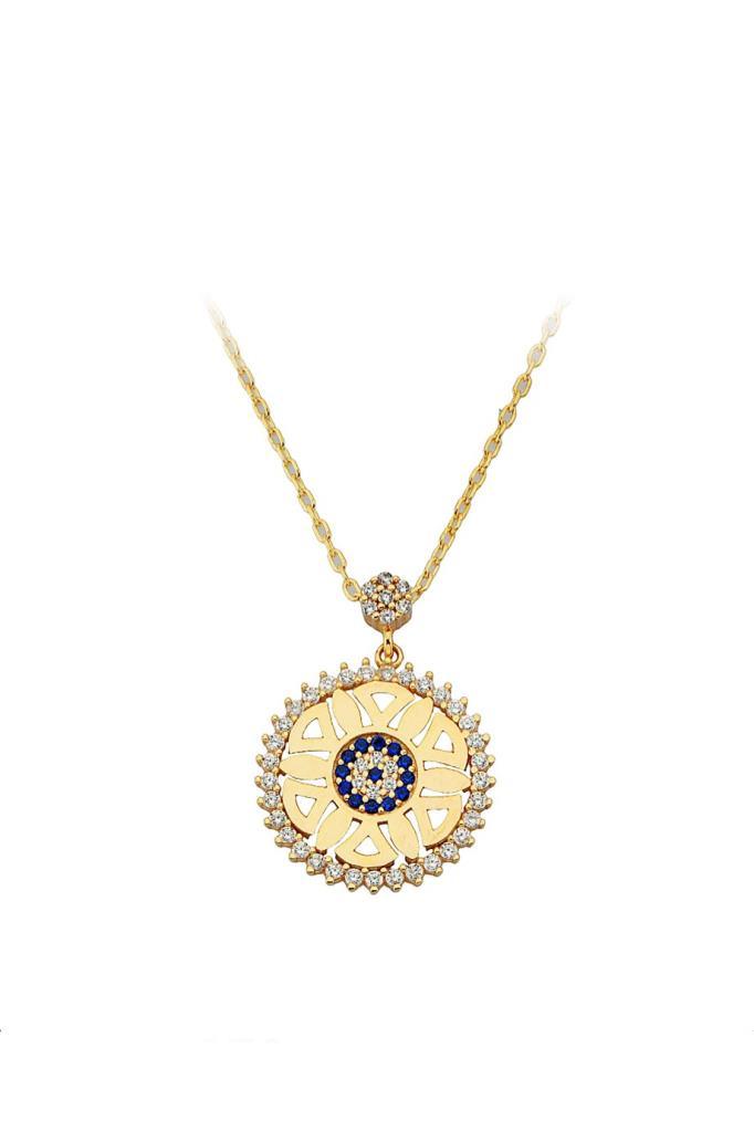 Gold Evil Eye Beaded Ring Necklace