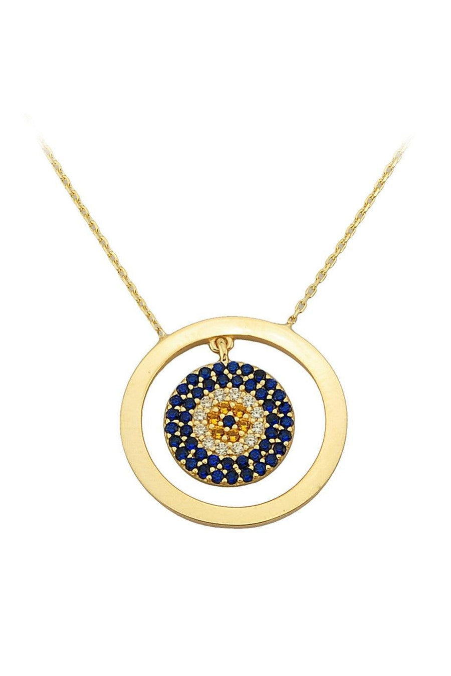 Gold Evil Eye Beaded Ring Necklace