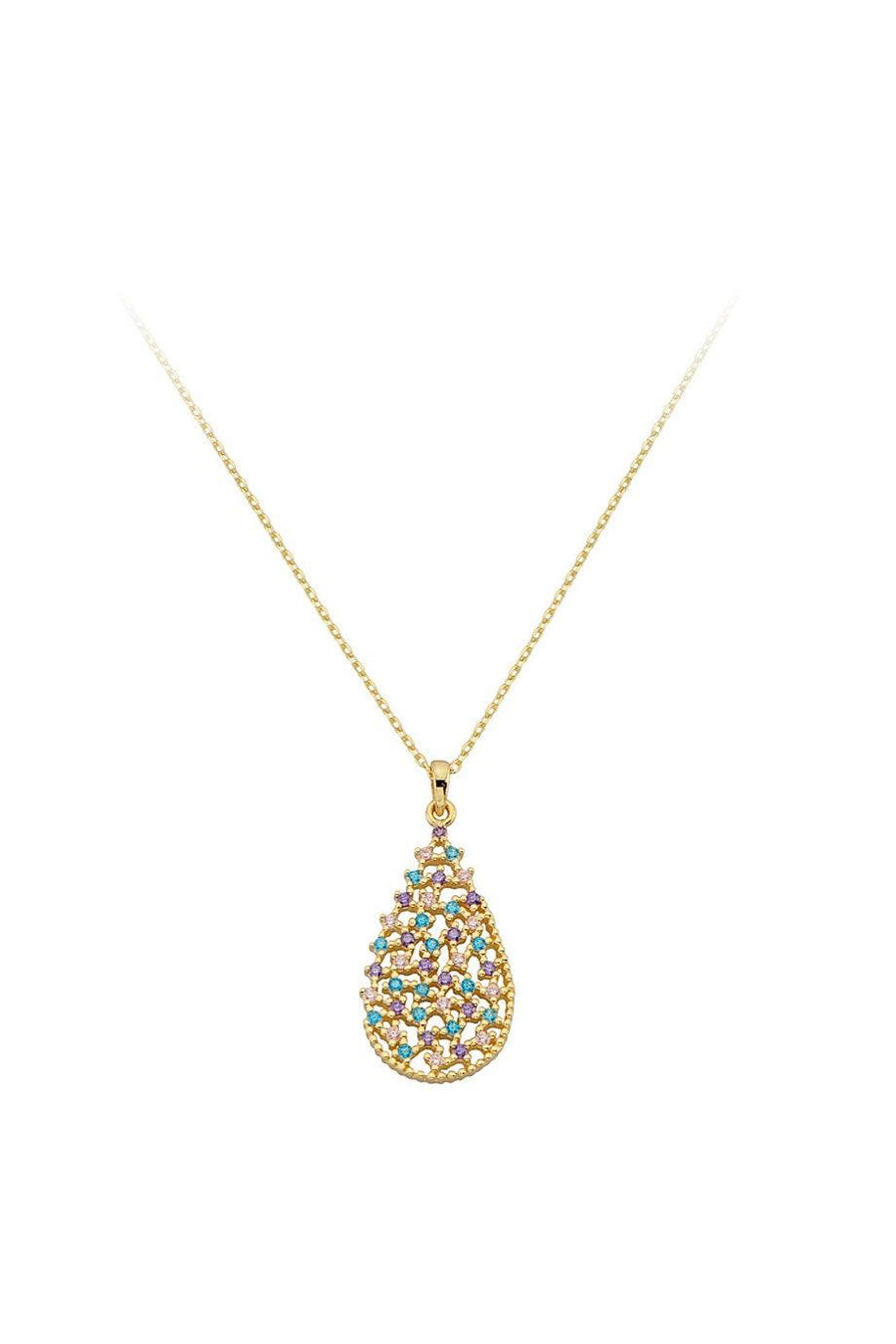 Gold Color Stone Drop Necklace