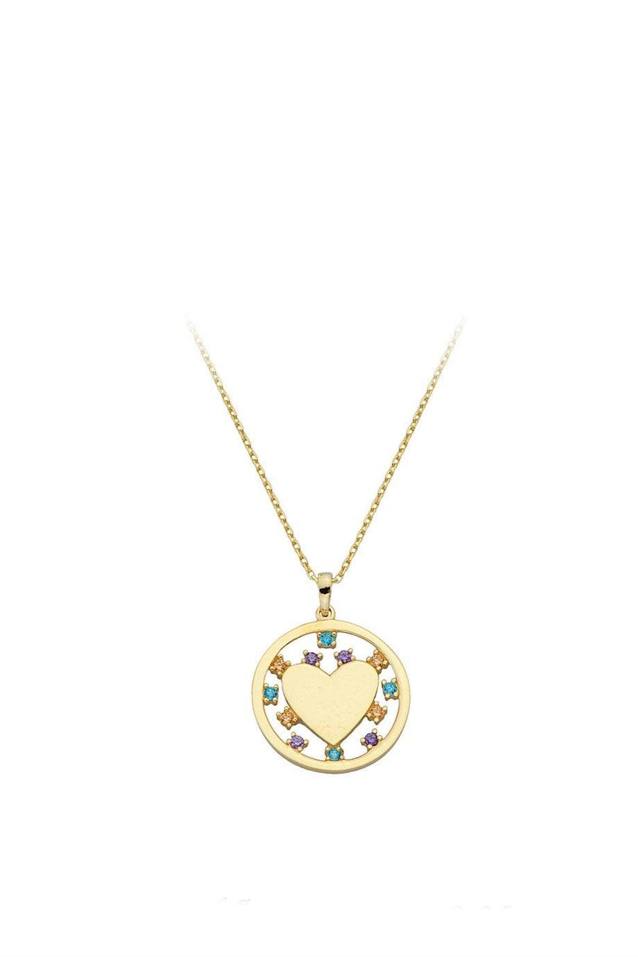 Golden Color Ring Heart Necklace