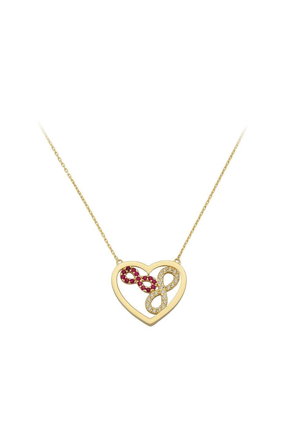 Golden Stone Heart And Infinity Necklace