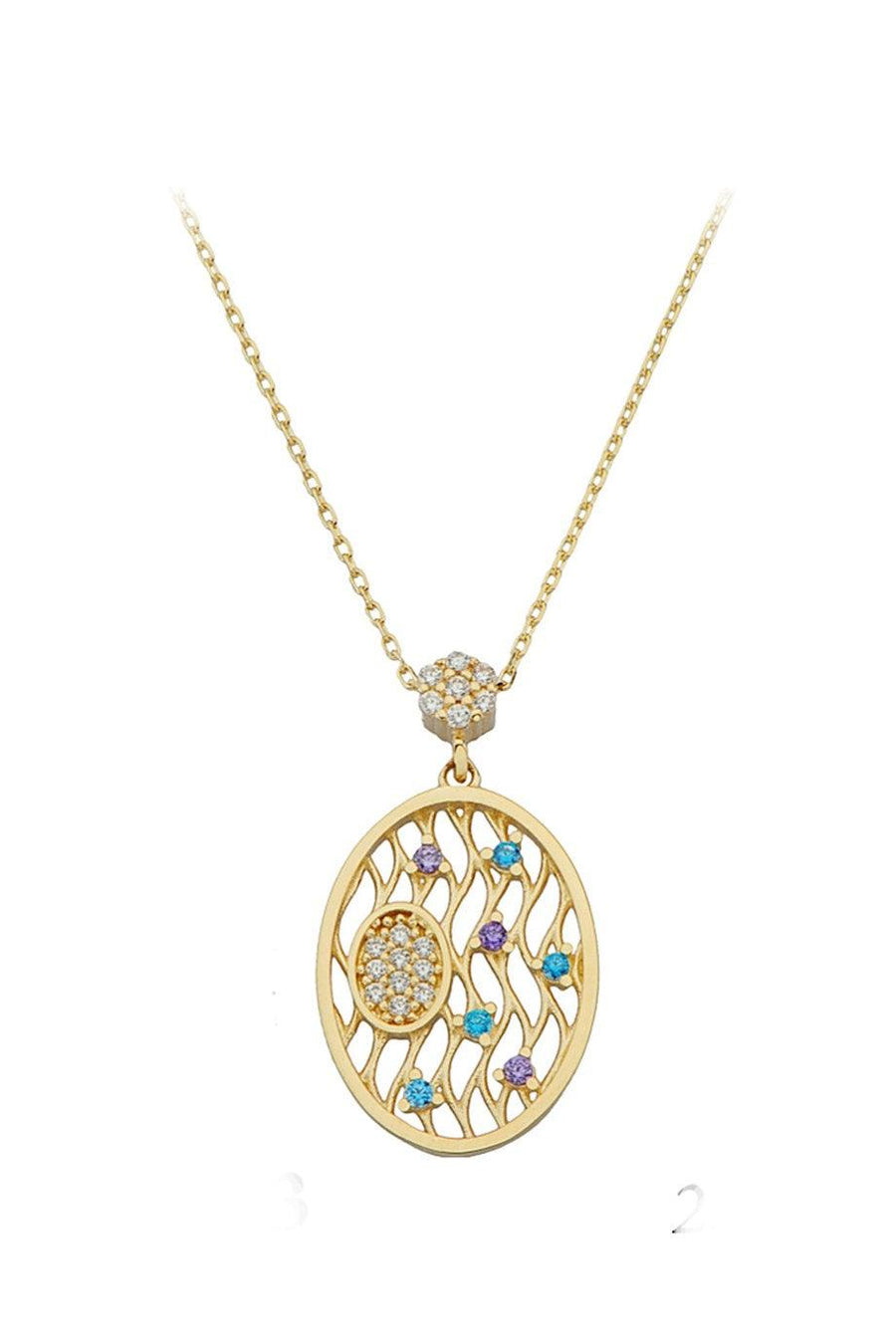 Gold Color Stone Necklace