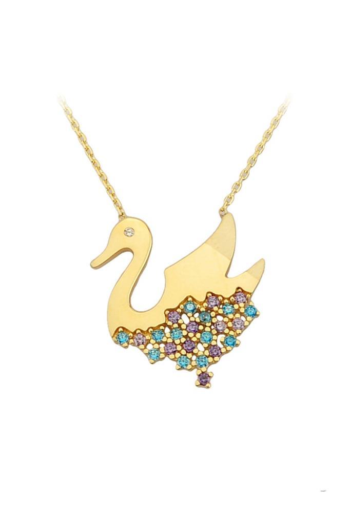 Gold -Colored Swan Necklace