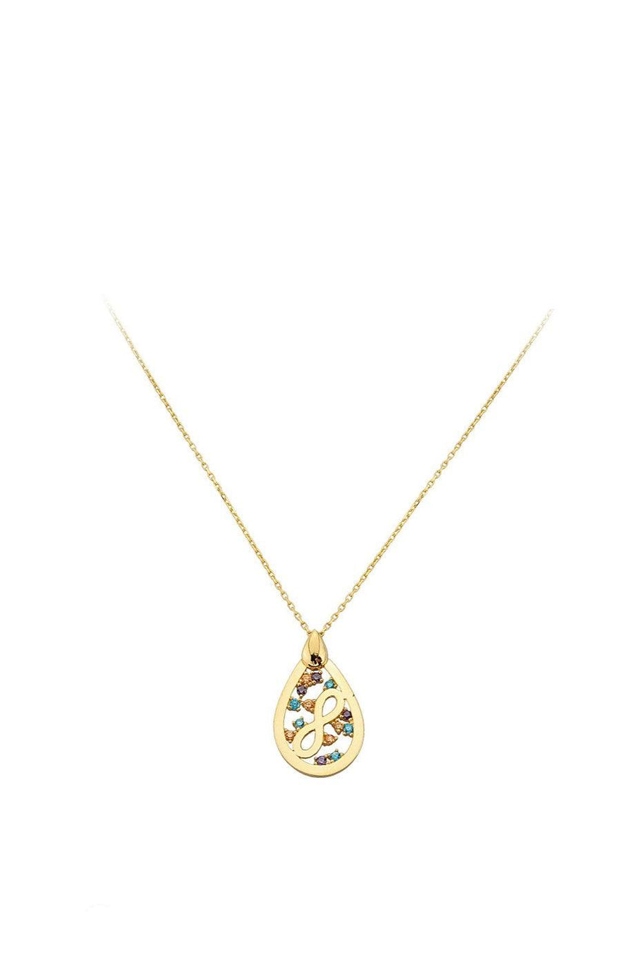 Gold Color Stone Eternity Drop Drop Necklace