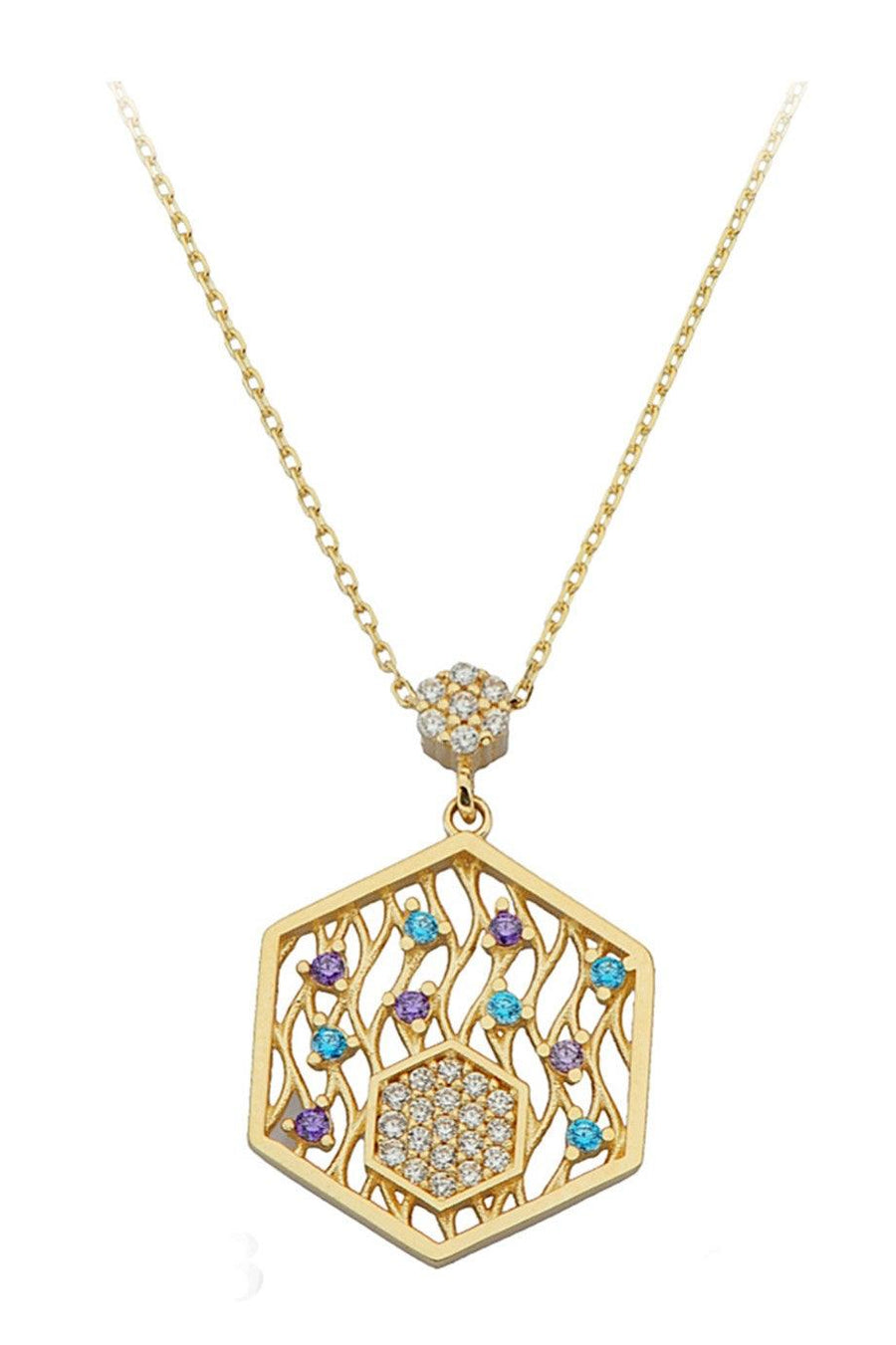 Gold Color Stone Design Necklace