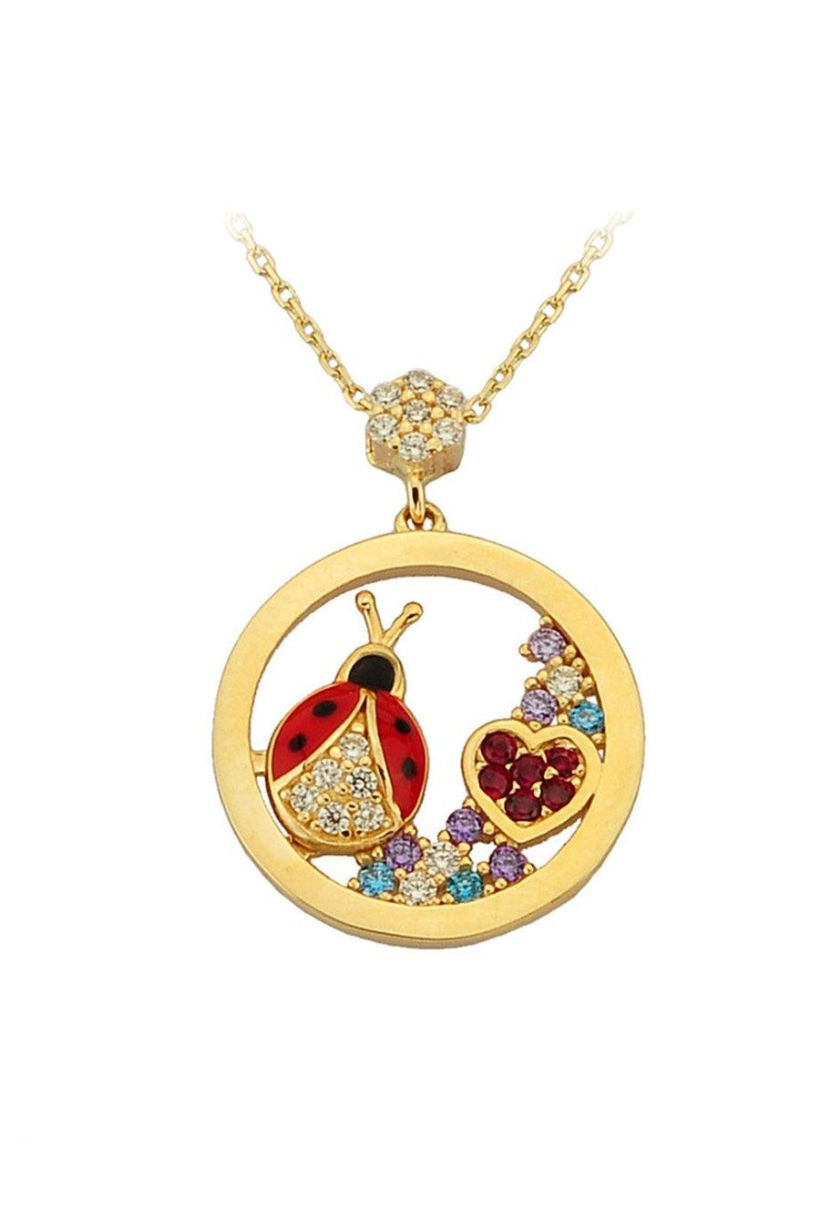 Lady Insect Necklace With Golden Colored Stone