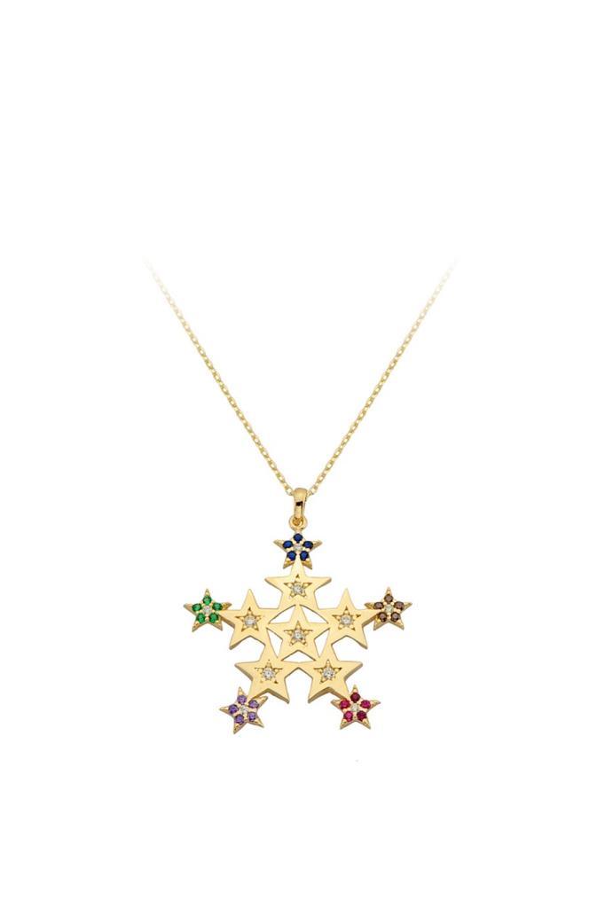 Gold Color Stone Star Necklace