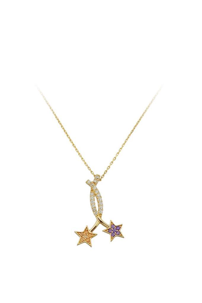 Gold Color Stone Star Necklace