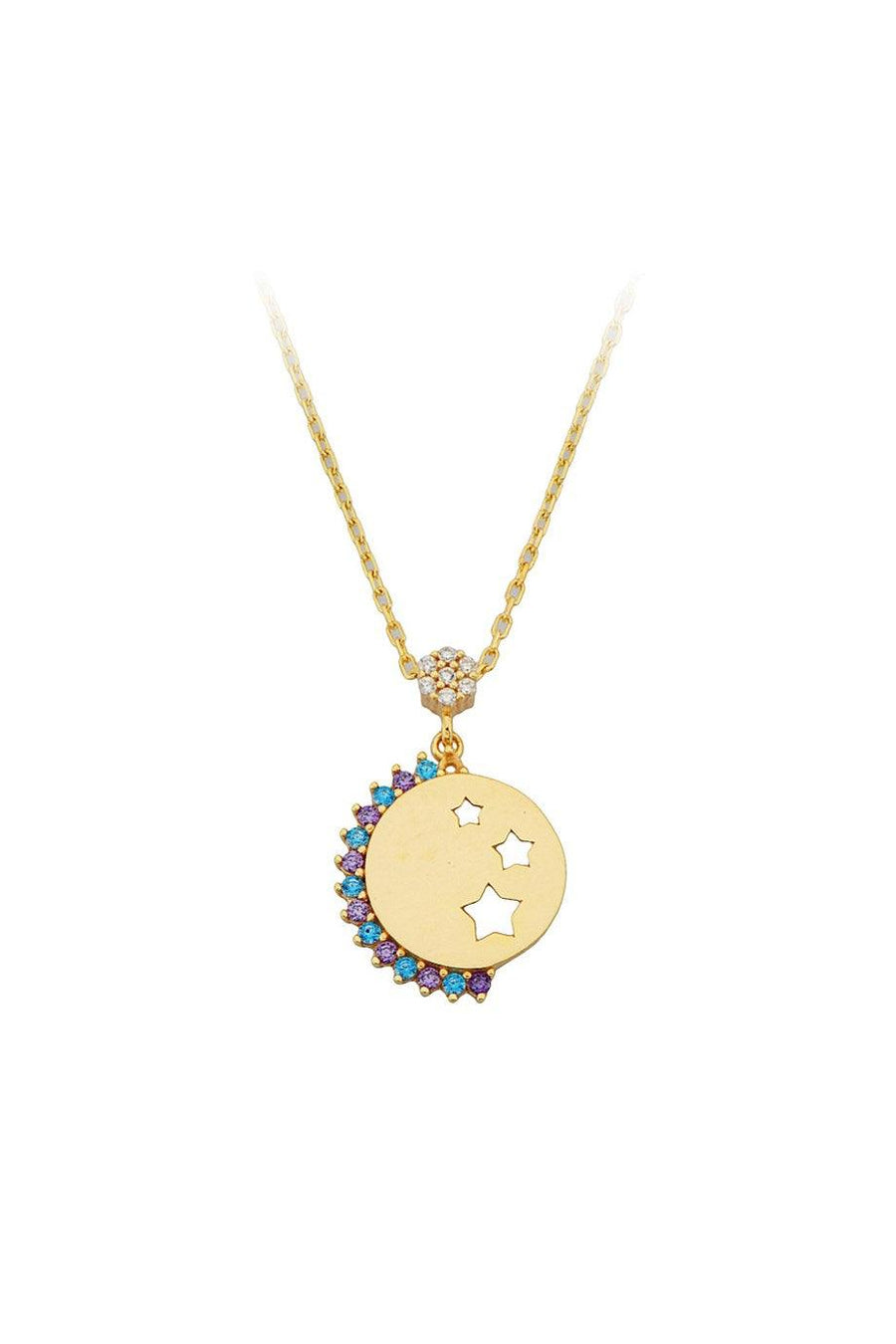Gold Color Stone Star Motif Necklace