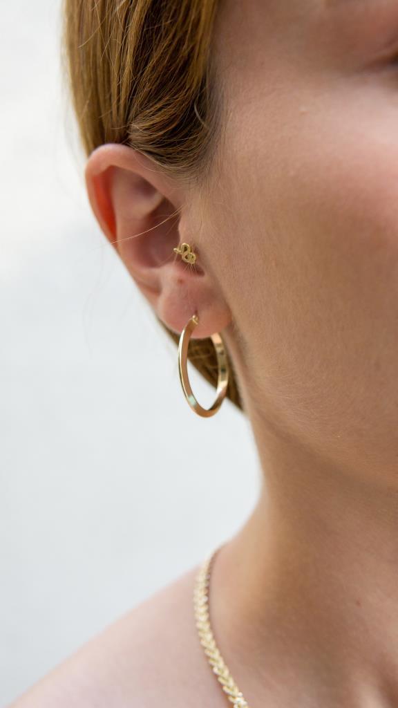 Gold Flat Hoop Earrings 3 Cm