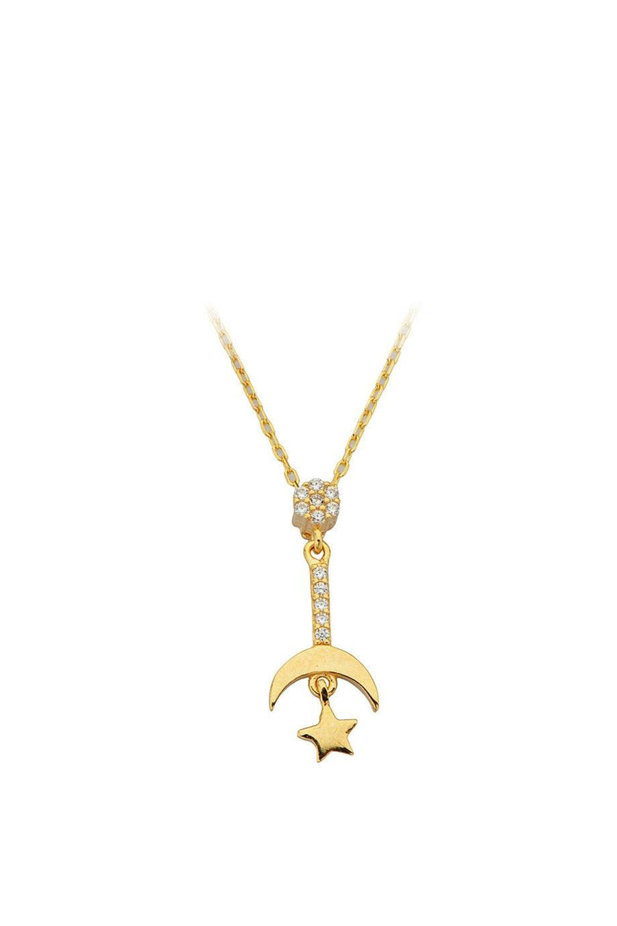 Golden Swingy Moon Star Necklace