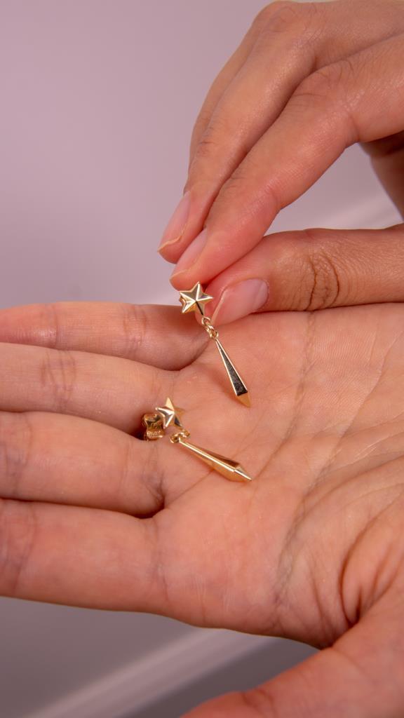 Gold Dangle Star Earrings