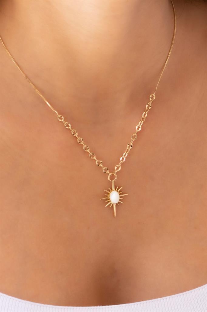 Golder Sedef Stone Pool Star Necklace