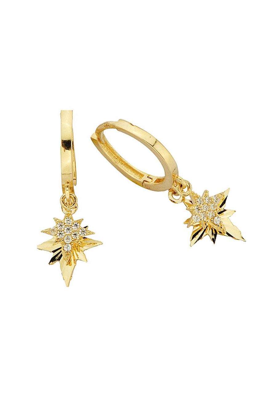Golden Şimal Star Figure Ring Earrings