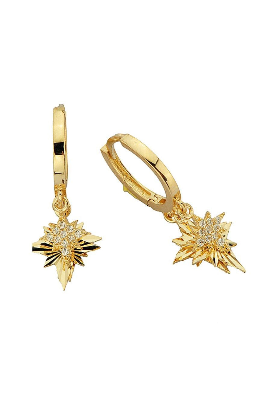 Golden Shimal Star Ring Earrings