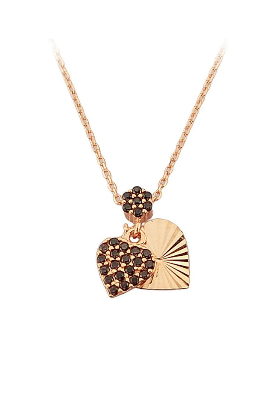 Golden Black Stone Heart Necklace