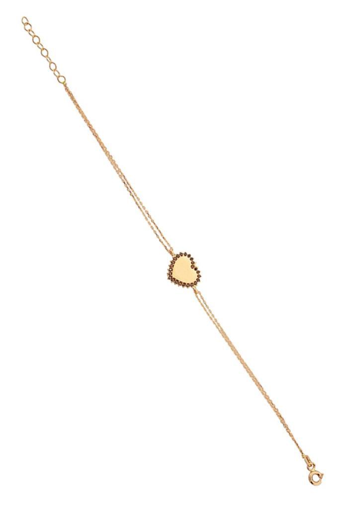 Gold Black Stone Heart Bracelet