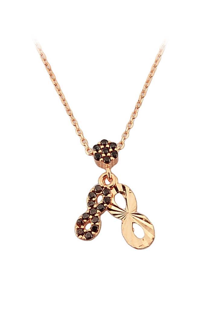 Golden Black Stone Infinity Necklace
