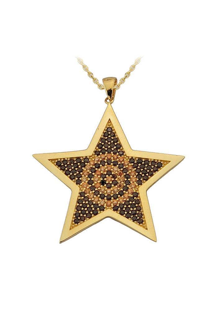 Golden Black Stone Star Necklace