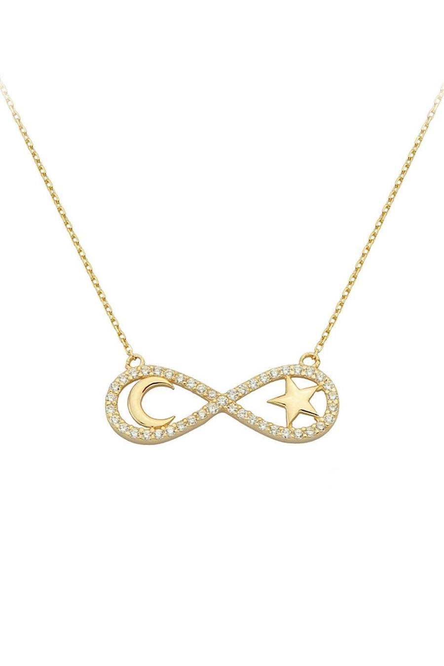 Gold Infinity Moon Star Necklace