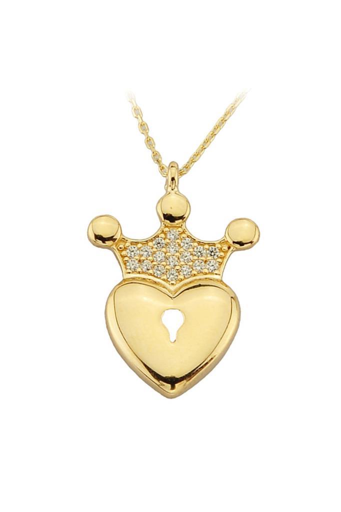 Golden Crown Heart Necklace