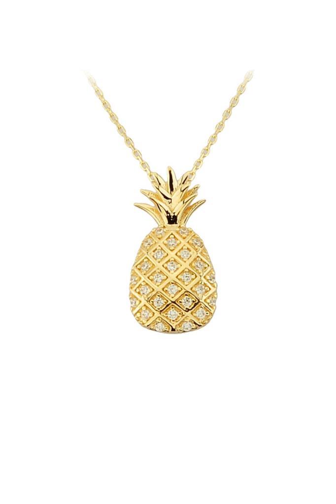 Gold Stone Pineapple Necklace