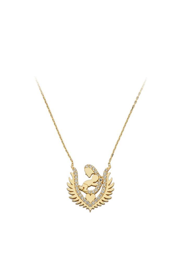 Gold Stone Mother Baby Necklace
