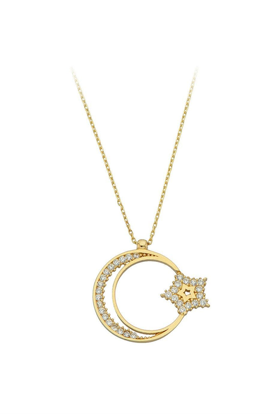 Golden Stone Moon Star Necklace