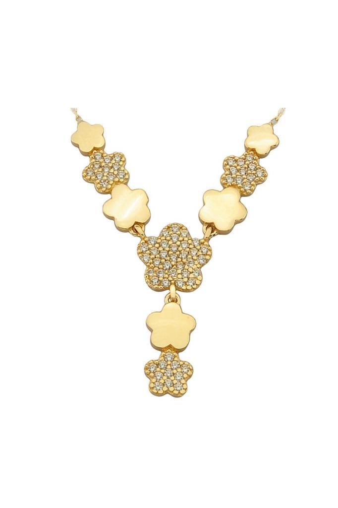 Gold Stone Flower Necklace