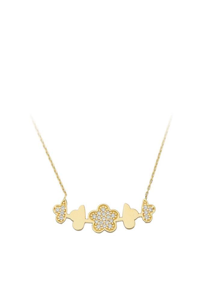 Gold Stone Flower Necklace