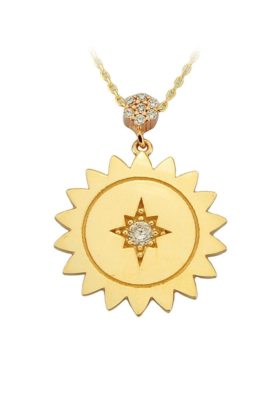 Gold Stone Sun Necklace