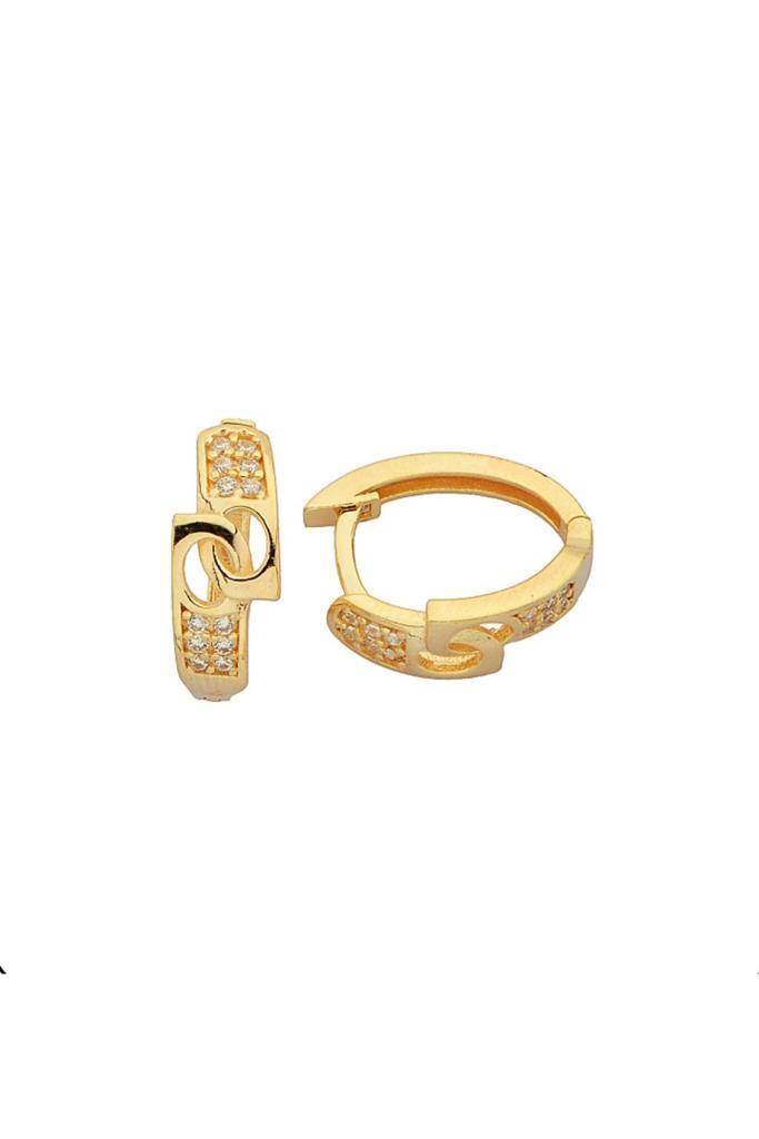Golden Stone Ring Design Earrings