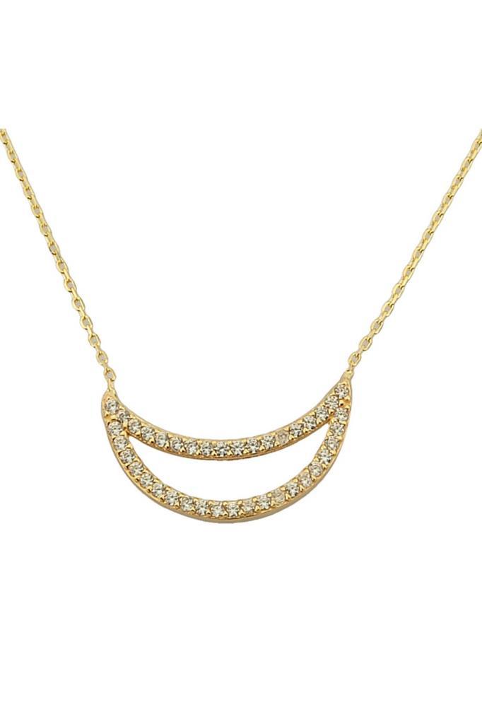 Gold Stone Crescent Necklace