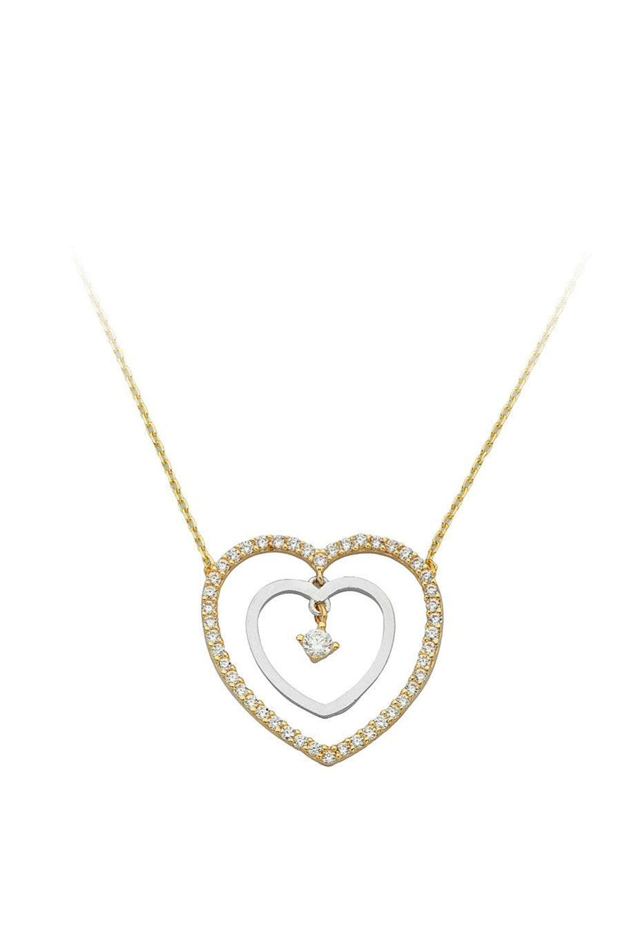 Gold Stone Heart Necklace