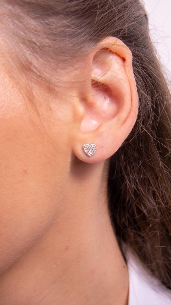 Gold Stone Heart Earrings