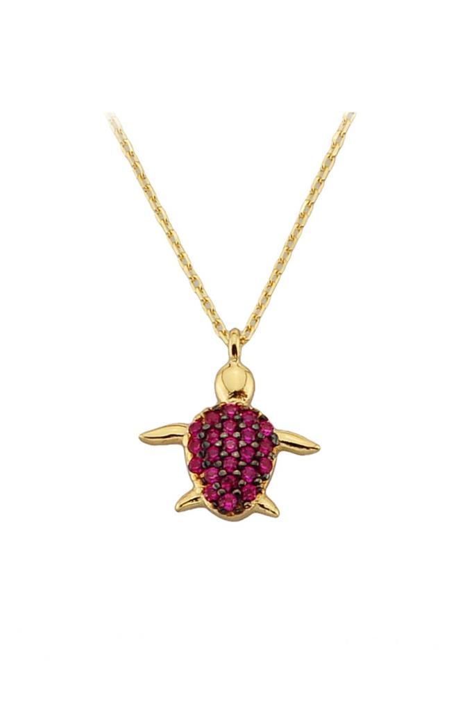 Golden Stone Turtle Necklace
