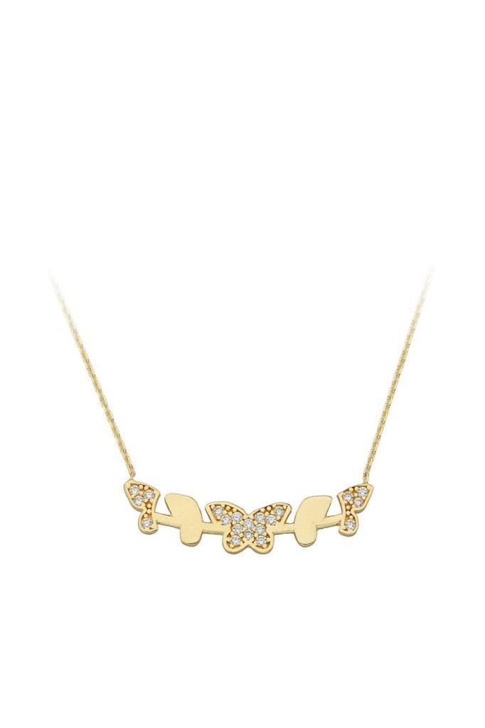 Butterfly Necklace With Gold Stone
