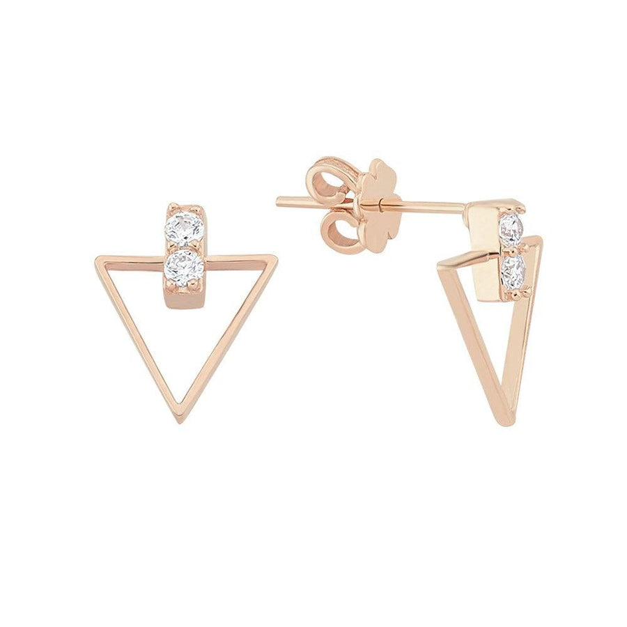 Gold Stone Mini Triangle Earrings