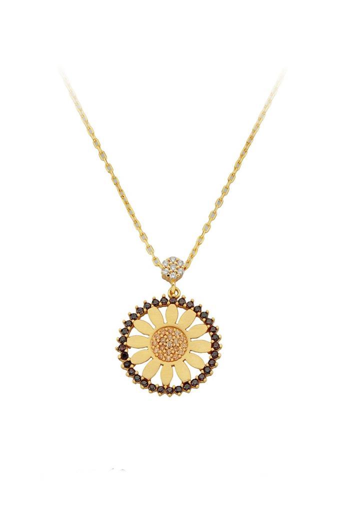 Daisy Necklace With Gold Stones