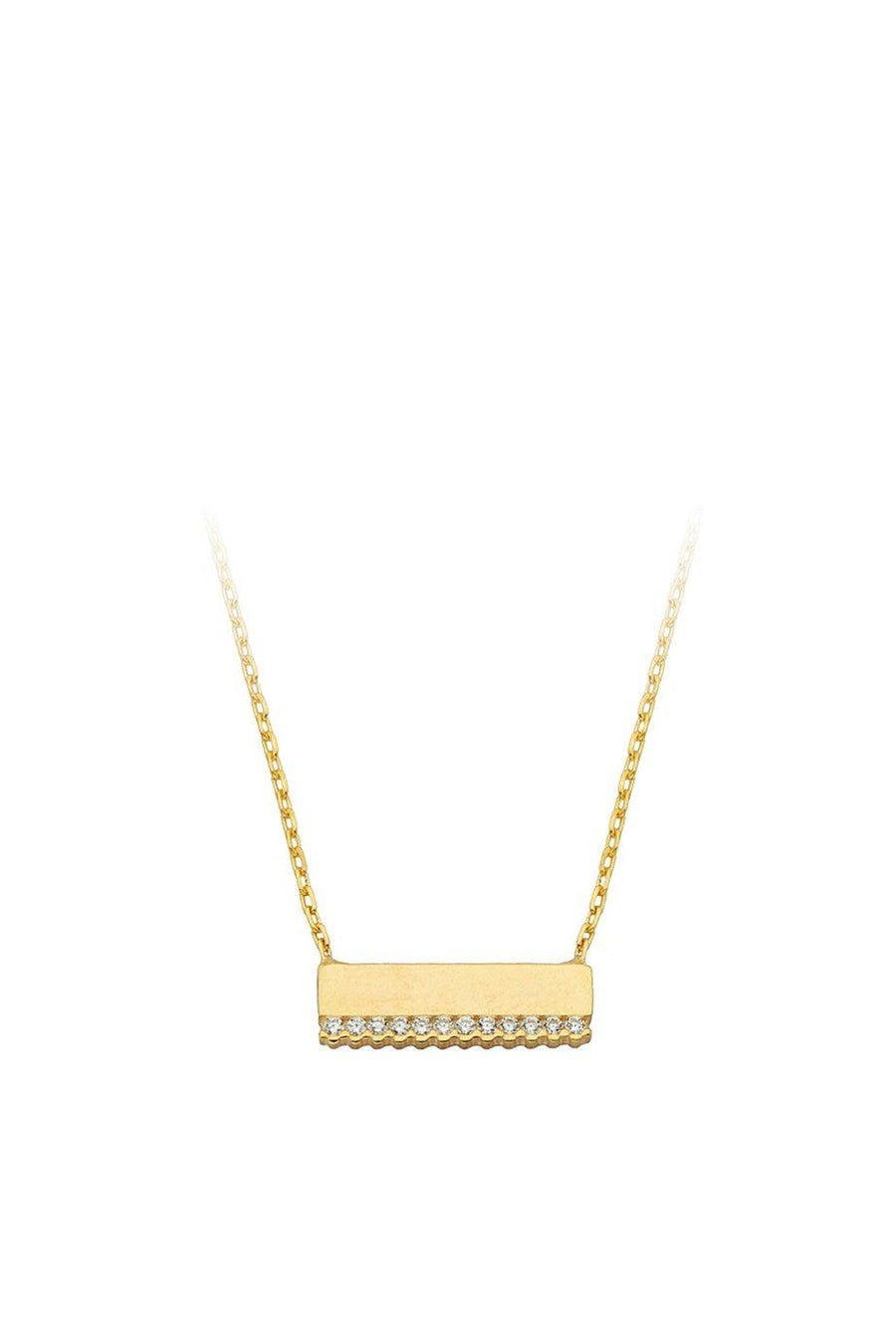 Gold Stone Plate Necklace
