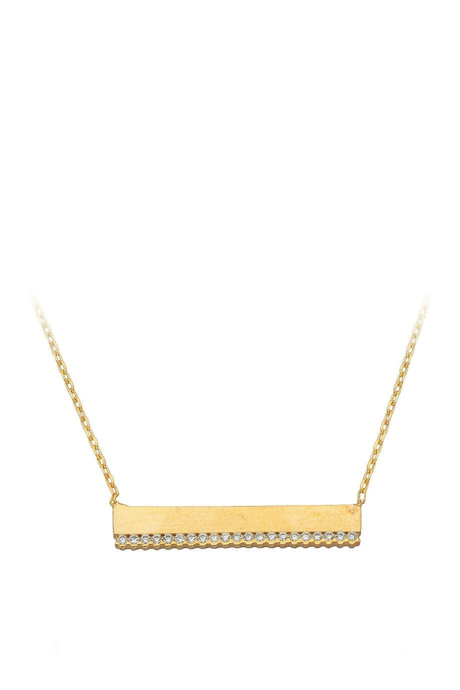 Gold Stone Plate Necklace