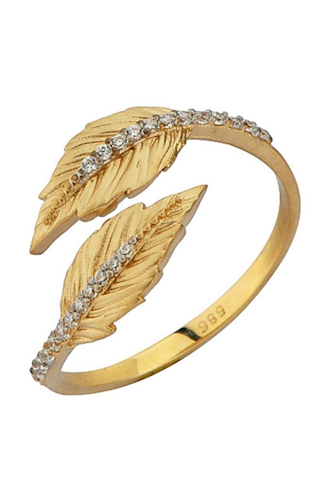 Gold Stone Leaf Ring