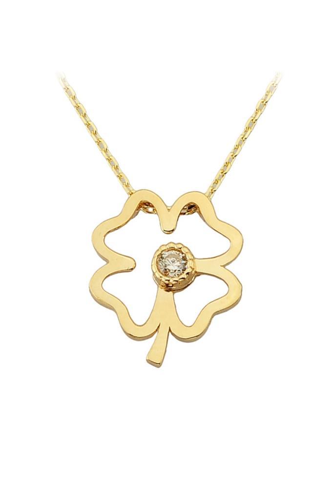 Golden Stone Clover Necklace