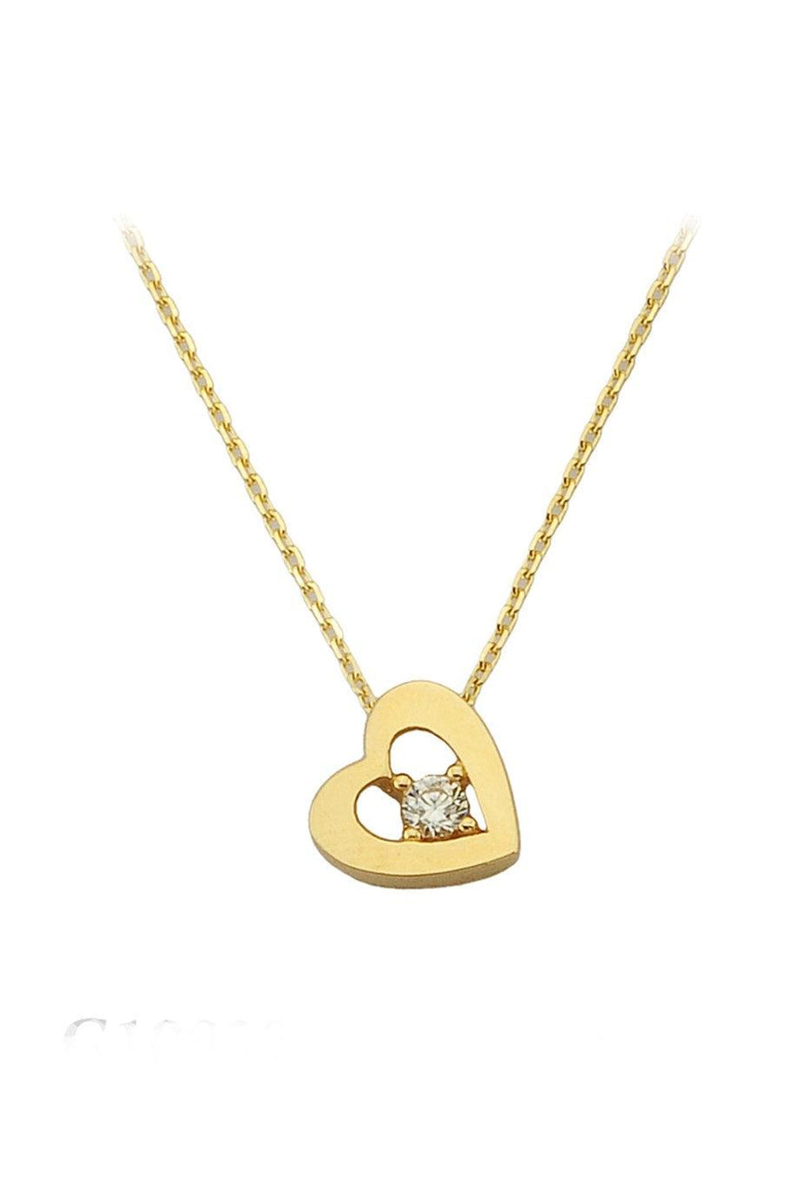 Golden Solitaire Heart Necklace