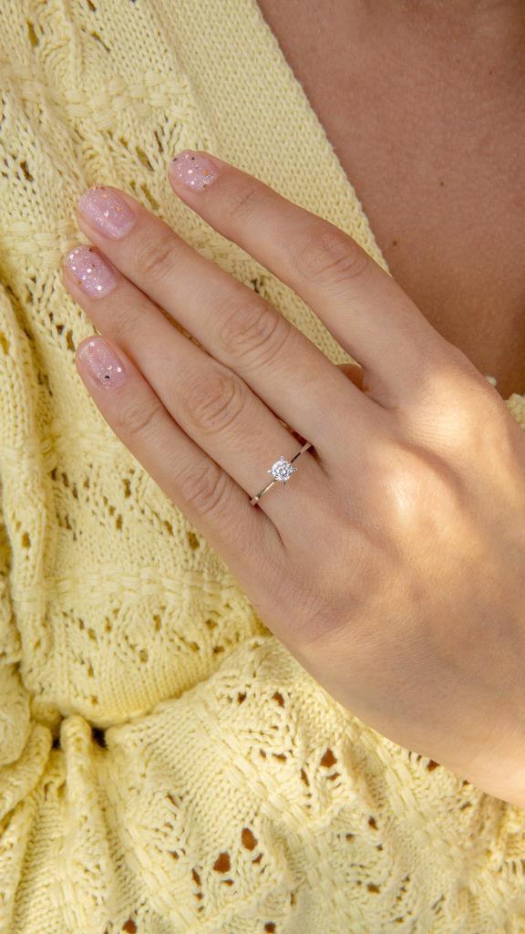 Gold Solitaire Ring with Prongs