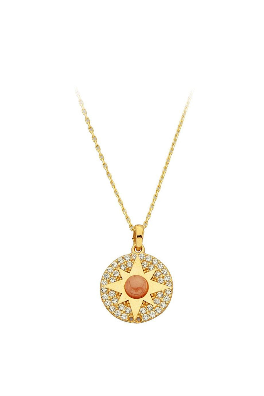 Golden Orange Stone Polar Star Necklace